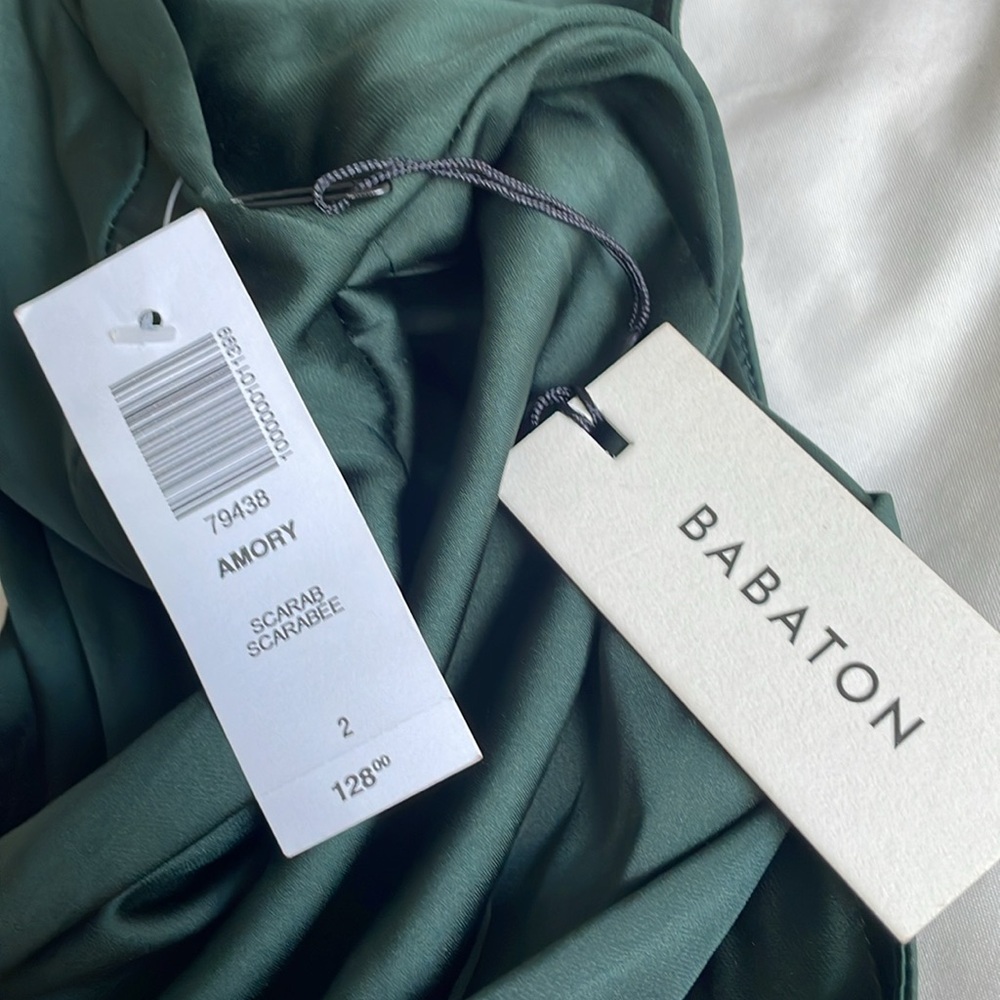 Aritzia Forest Green Satin Midi Dress - Picture 4 of 5